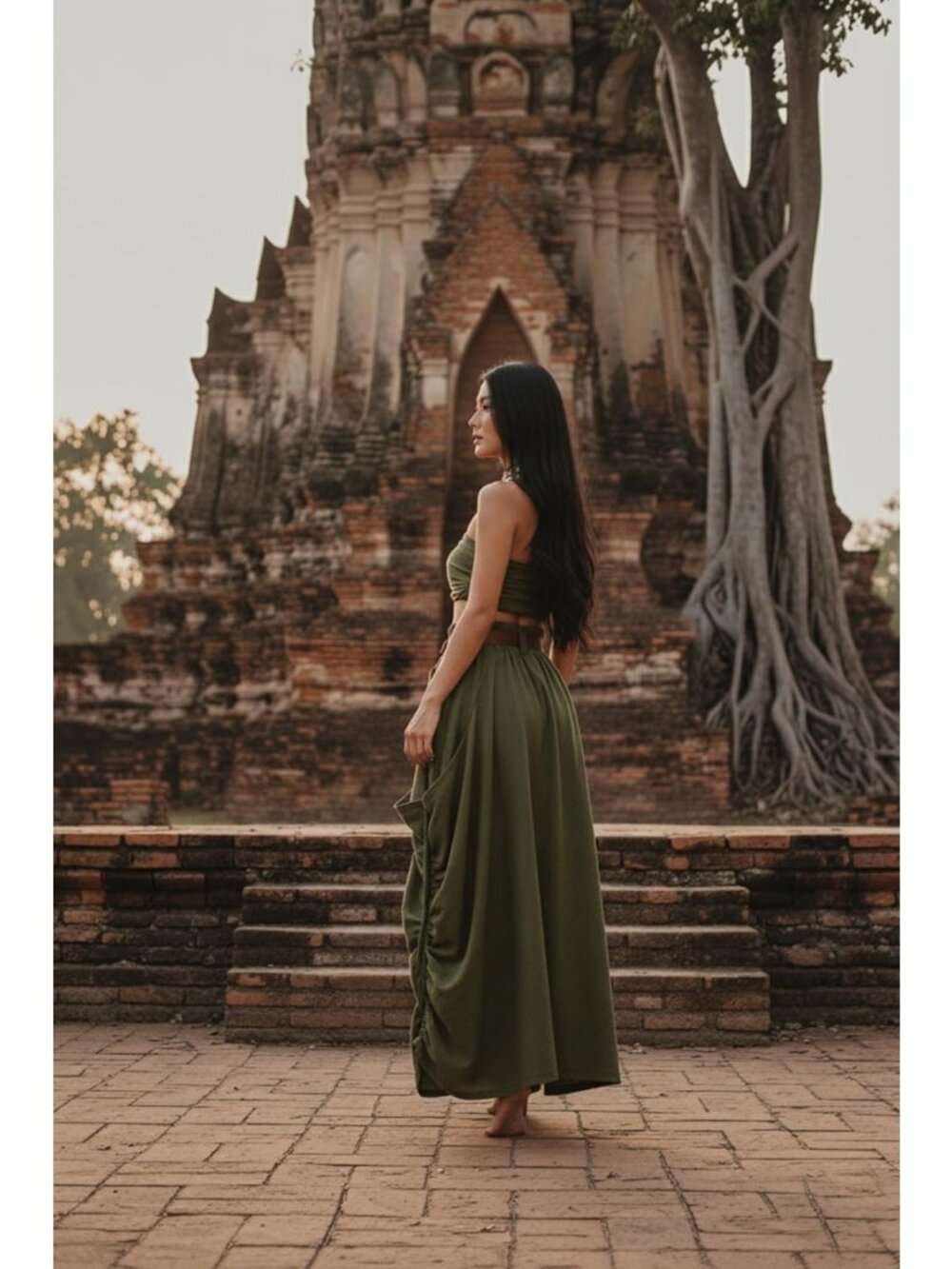 Boho Maxi Skirt with Pockets | Organic Cotton Hippie Gypsy Style Skirt - Picture 6 of 7